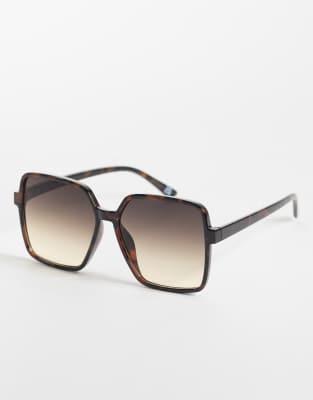 ASOS DESIGN - Eckige Sonnenbrille im Stil der 70er in dunkler Schildpattoptik-Brown