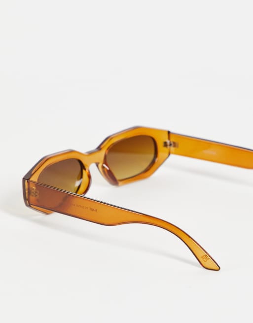 ASOS DESIGN – Eckige Sonnenbrille in Braun mit getönten Gläsern , 2 von 4