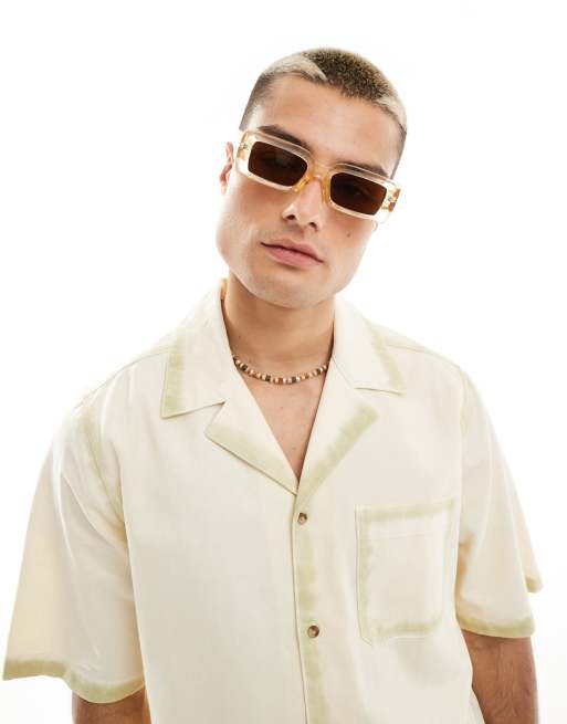 ASOS DESIGN – Eckige Sonnenbrille in Gelb, 2 von 4