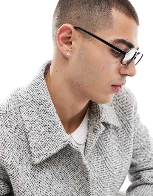 ASOS DESIGN – Eckige Sonnenbrille in Schwarz mit Retro-Gestell und klaren Gläsern mit Blaulichtfilter, 3 von 3