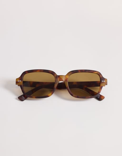 ASOS DESIGN – Eckige Sonnenbrille mit Gestell in matter Schildpattoptik und braunen Gläsern, 3 von 3