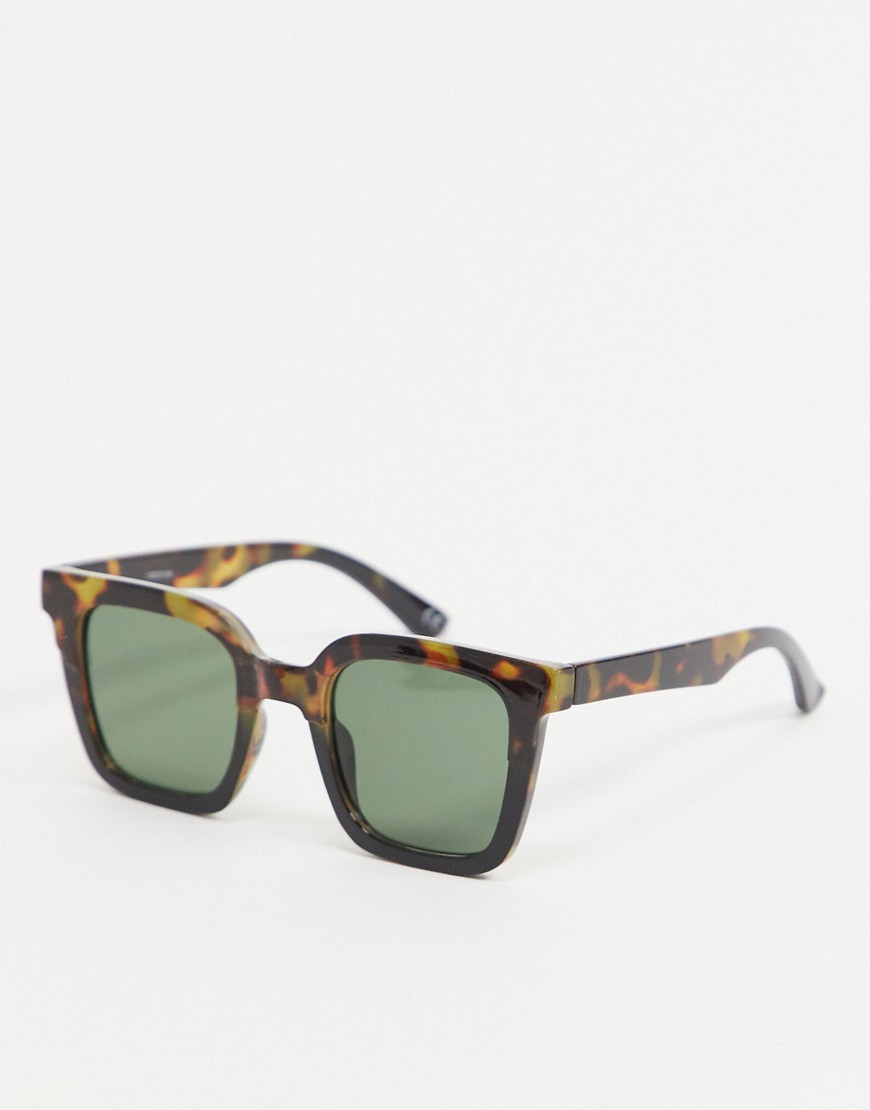 asos design -  – Eckige Sonnenbrille mit recyceltem Rahmen in Schildpatt-Blockfarben-Braun