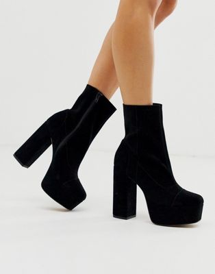black suede pull on ankle boots