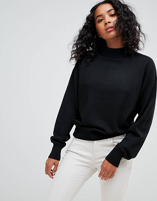 ASOS DESIGN eco sweater in loose fit with turtleneck and balloon sleeve ...