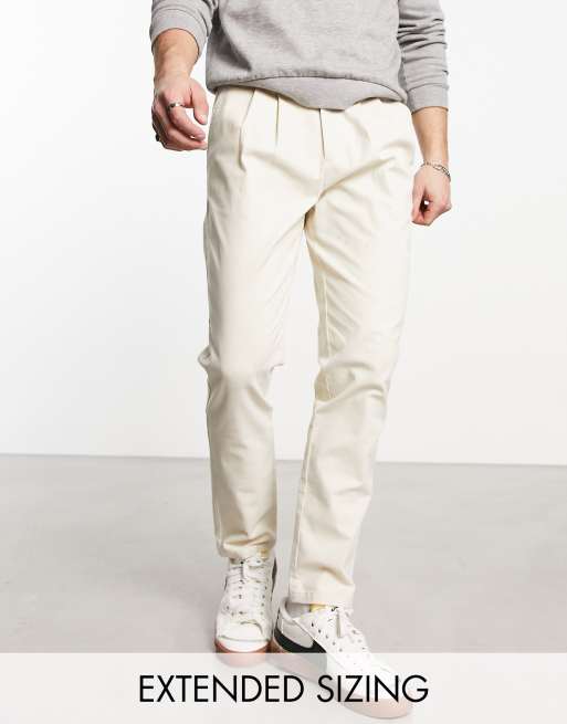 ASOS DESIGN - Ecru plisserede chinos