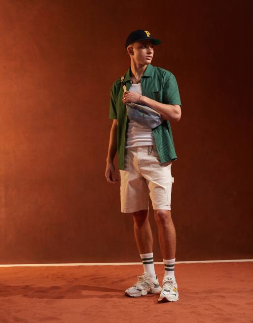 ASOS DESIGN - Ecrufarvede arbejdsshorts i ripstop-stof med cargodesign