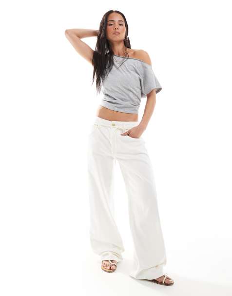 ASOS DESIGN - Ecrufarvede baggy jeans - view 1
