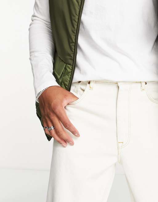 ASOS DESIGN - Ecrufarvede jeans med lige, vide ben, 3 af 4