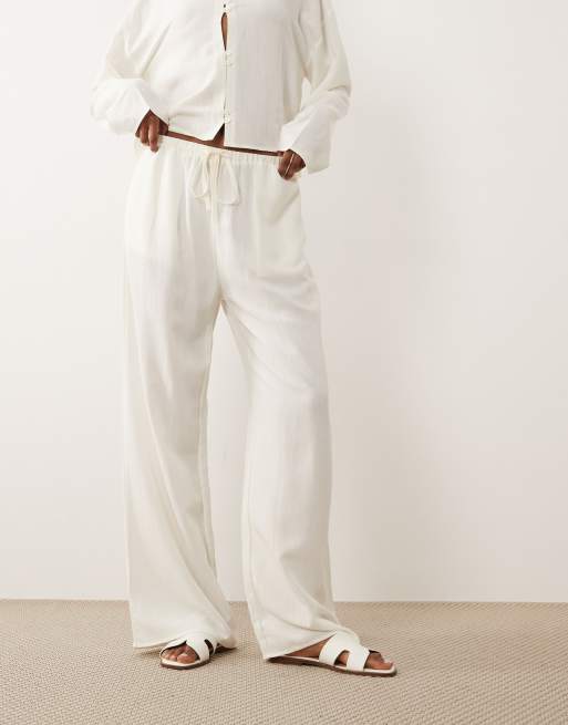 ASOS DESIGN - Ecrufarvede pull-on-bukser i hørblanding - Del af sæt, 2 af 5