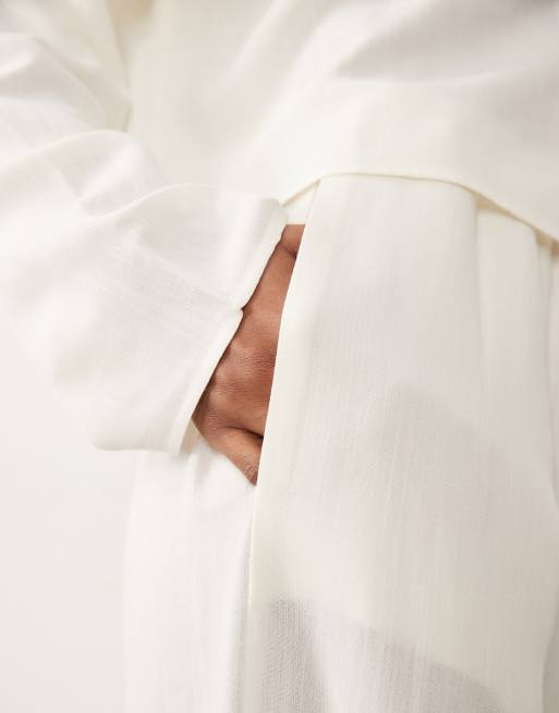 ASOS DESIGN - Ecrufarvede pull-on-bukser i hørblanding - Del af sæt, 4 af 5