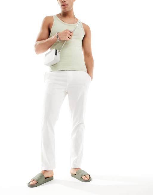 ASOS DESIGN - Ecrufarvede pull-on-bukser i slim fit