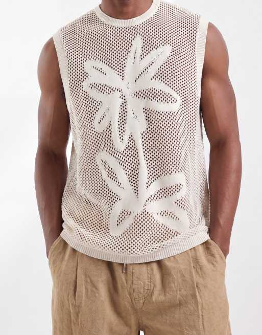 ASOS DESIGN - Ecrufarvet afslappet overdel i strik med blomstermønster, 3 af 5
