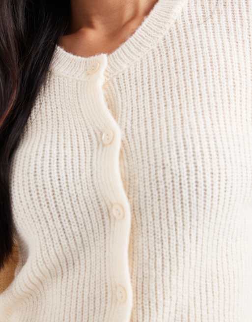 ASOS DESIGN - Ecrufarvet cardigan i strik med cocoon-ærmer, 3 af 4