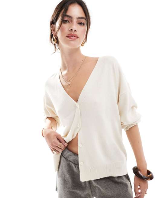 ASOS DESIGN - Ecrufarvet cardigan med firkantet pasform