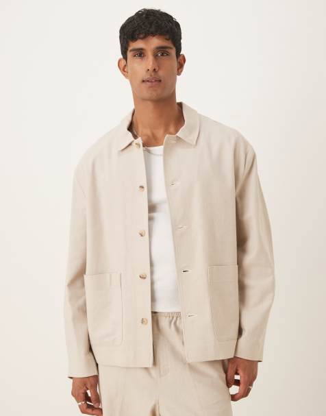 ASOS DESIGN - Ecrufarvet elegant skjortejakke i hørblanding - Del af sæt - view 1