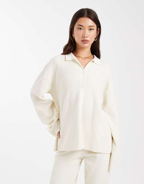 ASOS DESIGN - Ecrufarvet lounge-cardigan i superblød strik - Del af sæt - view 1