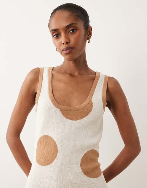 ASOS DESIGN - Ecrufarvet maxikjole i strik med polkaprikker, 3 af 4