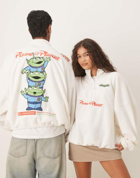 ASOS DESIGN - Ecrufarvet oversized unisex-fleece med 'Disney Pixar Toy Story'-print - view 1