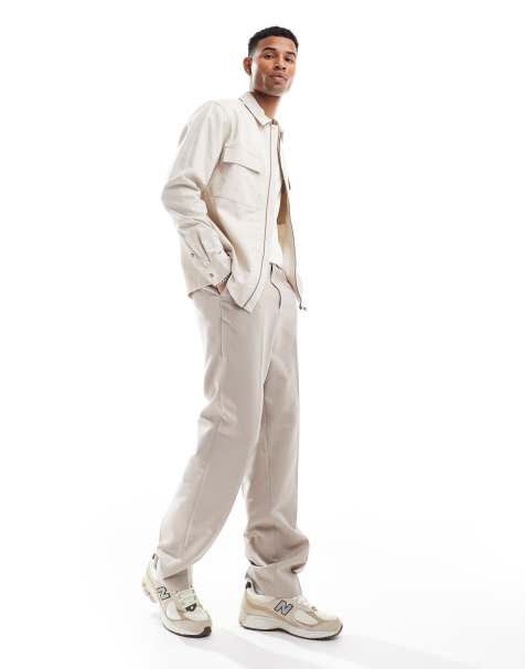 ASOS DESIGN - Ecrufarvet overskjorte i twill med lynlås - view 1