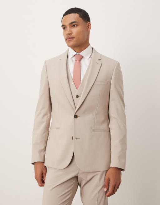ASOS DESIGN - Ecrufarvet skinny-habitjakke