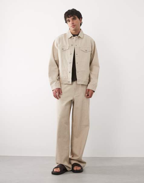 ASOS DESIGN - Ecrufarvet sæt i tekstureret denim - view 1