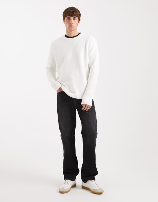 ASOS DESIGN - Ecrufarvet strikket afslappet trøje med rund hals, 2 af 5