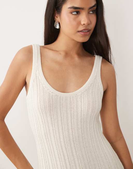ASOS DESIGN - Ecrufarvet strikket maxikjole med stigesyninger, 2 af 4