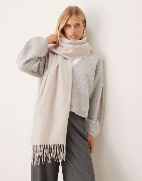 ASOS DESIGN - Ecrufarvet superblødt vævet halstørklæde med kvaster - view 1