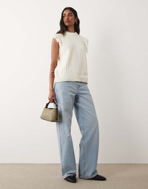 ASOS DESIGN - Ecrufarvet tanktop-trøje i strikket tweed - view 1