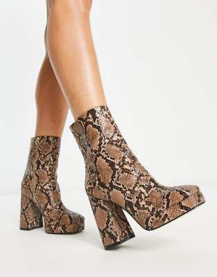  Eden high-heeled platform boots in snake