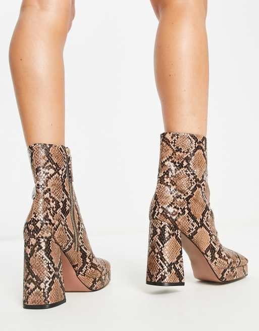 Snake print block 2025 heel booties