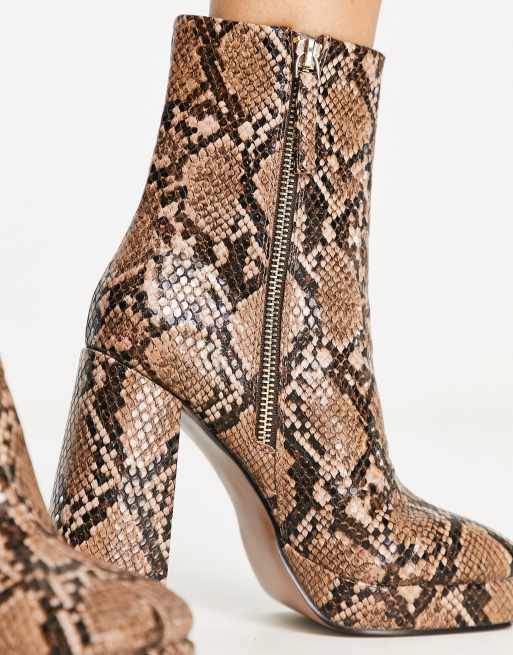 ASOS DESIGN Eden high heeled platform boots in snake ASOS