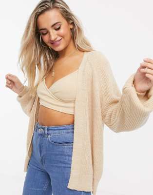 ASOS DESIGN edge to edge boxy cardigan in dark oatmeal - ASOS Price Checker