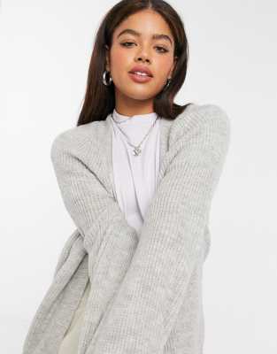 ASOS DESIGN edge to edge boxy cardigan in gray-Grey