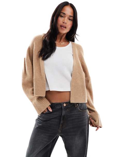 ASOS DESIGN edge to edge cardigan in biscuit - view 1