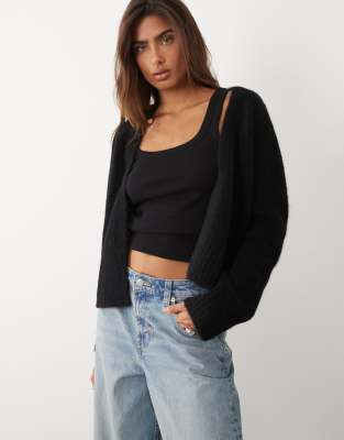 Asos Design Edge To Edge Cardigan In Black
