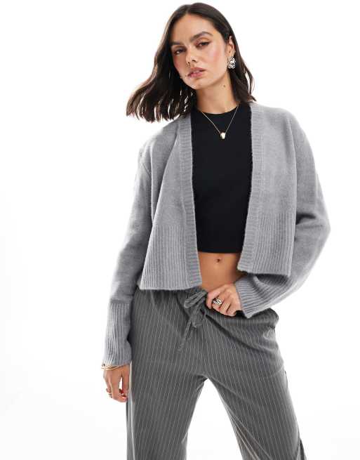 ASOS DESIGN edge to edge cardigan in gray