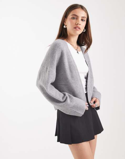 ASOS DESIGN edge to edge cardigan in light grey - view 1