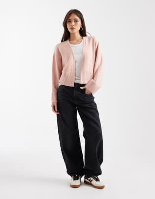 Asos Design Edge To Edge Cardigan In Pink