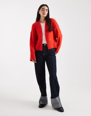 Asos Design Edge-to-edge Cardigan In Red