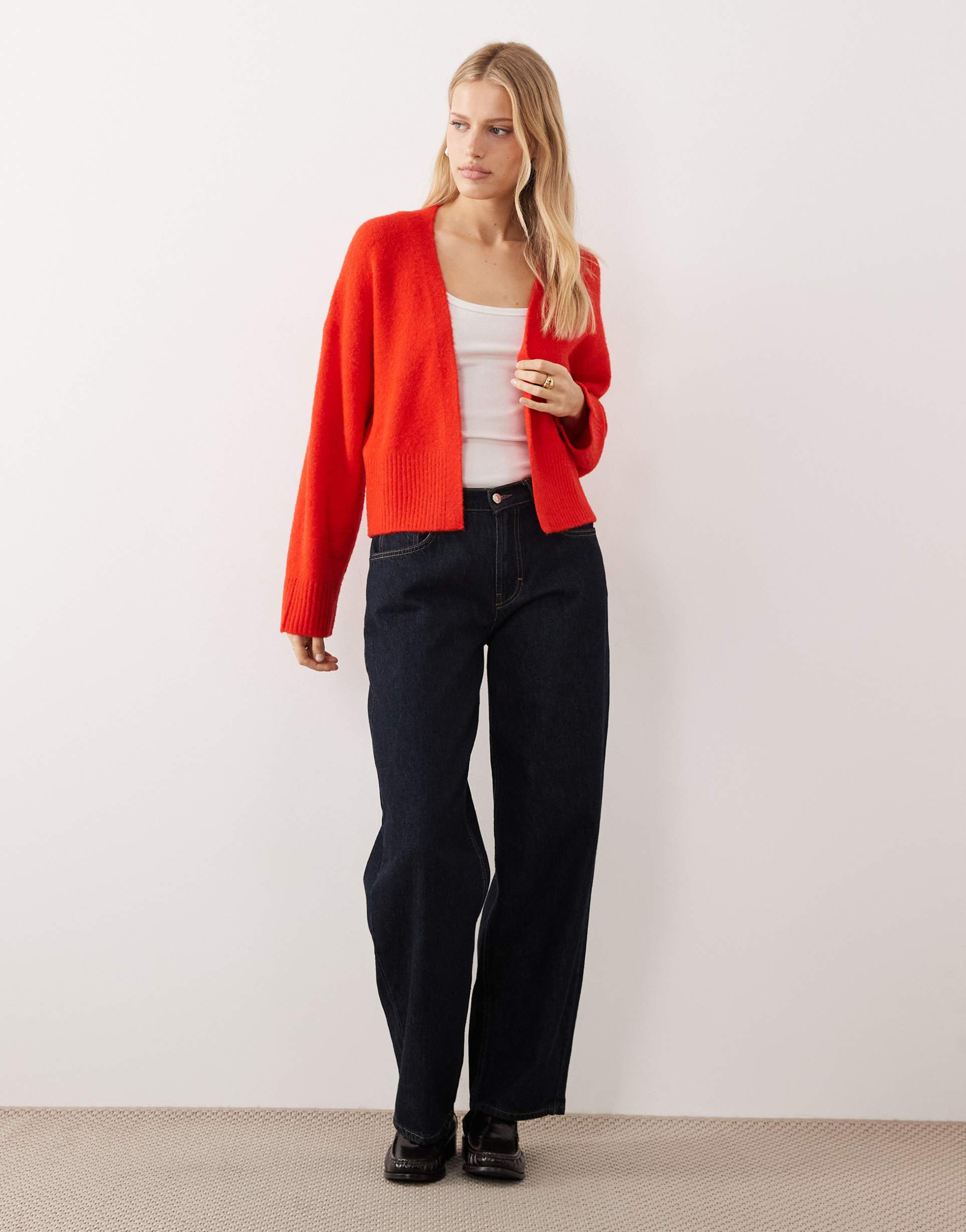 asos design edge-to-edge cardigan in red