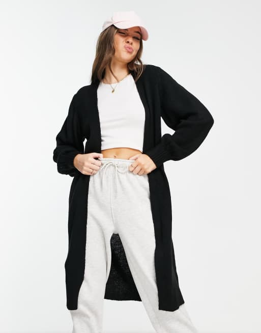 ASOS DESIGN – Edge to Edge – Maxi-Strickjacke in Schwarz