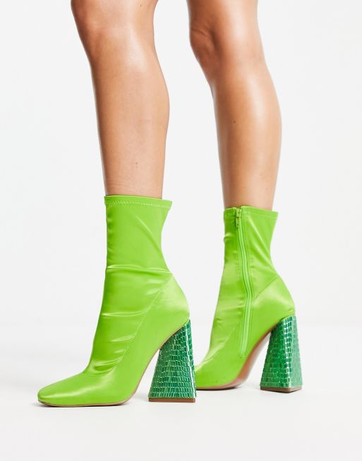 Lime green 2025 sock heels