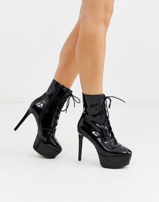 ASOS DESIGN Edit lace up platform stiletto boots in black | ASOS