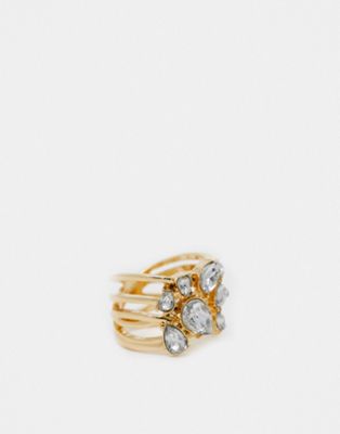 ASOS DESIGN Limited Edition ring with mixed crystal design in gold tone - ASOS Price Checker