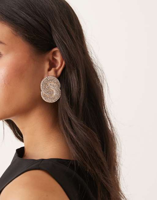 ASOS DESIGN- Édition limitée - Boucles d'oreilles avec cercles oversize pavés de micro cristaux - Doré, 3 de 3