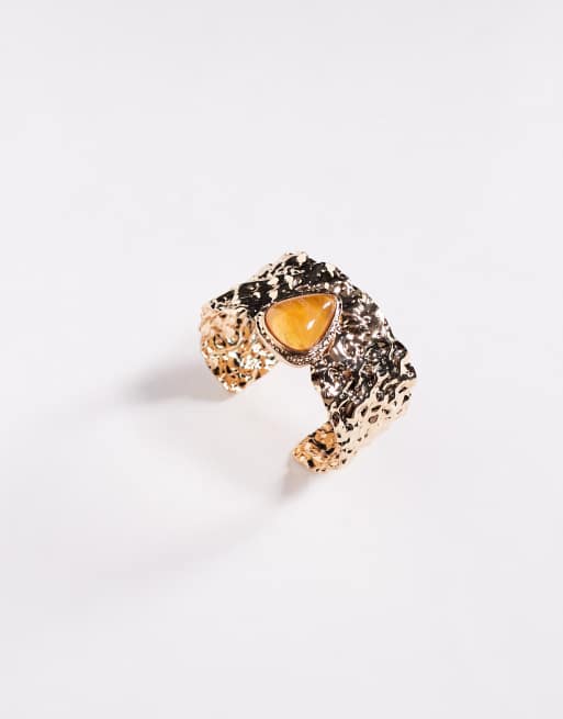 ASOS DESIGN - Édition limitée - Bracelet jonc à détails texturés abstraits effet fondu - Doré, 2 de 3