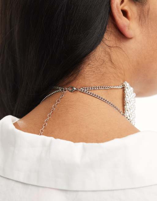 Collier Ras De Cou Tendance - Pendentif Boule Gris Argenté Avec Strass étincelants