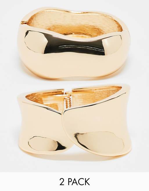 ASOS DESIGN - Édition limitée - Lot de 2 bracelets joncs - Doré