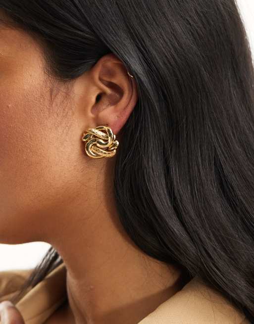 ASOS DESIGN - Edizione limitata - Orecchini a bottone placcati in oro 14k con design annodato